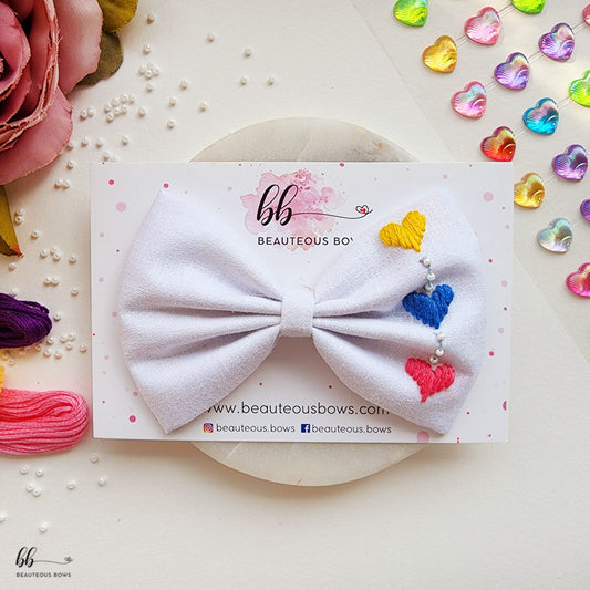 So in Love White Standard Hair Bow