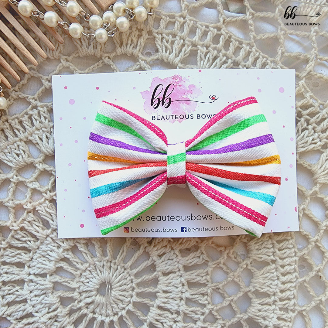 Solid Stripes Printed Hair Bow