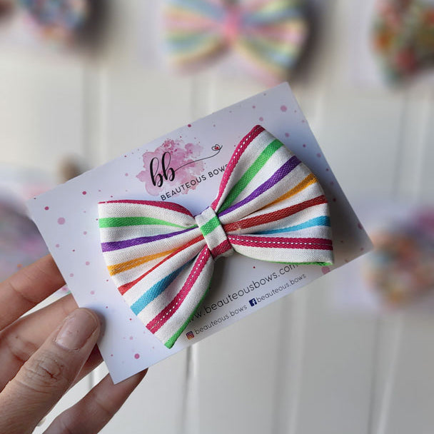 Solid Stripes Printed Hair Bow