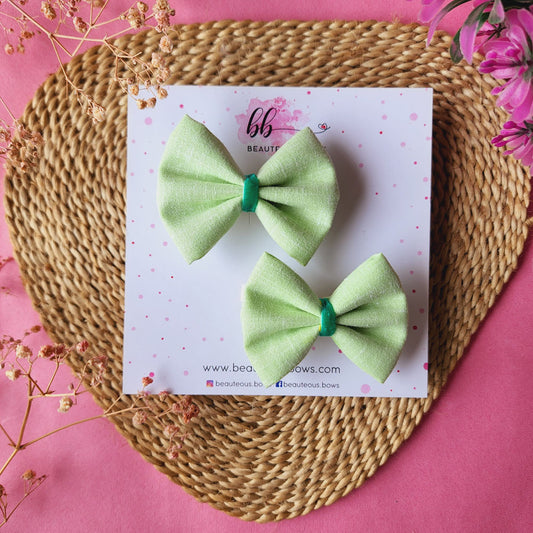 Solid Green Mini Hair Bow Set