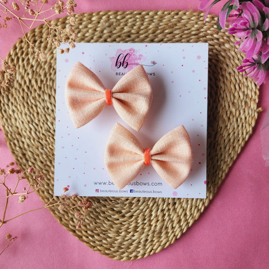 Solid Peach Mini Hair Bow Set