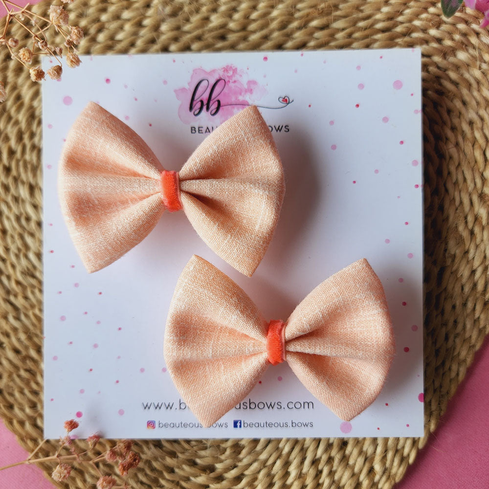 Solid Peach Mini Hair Bow Set