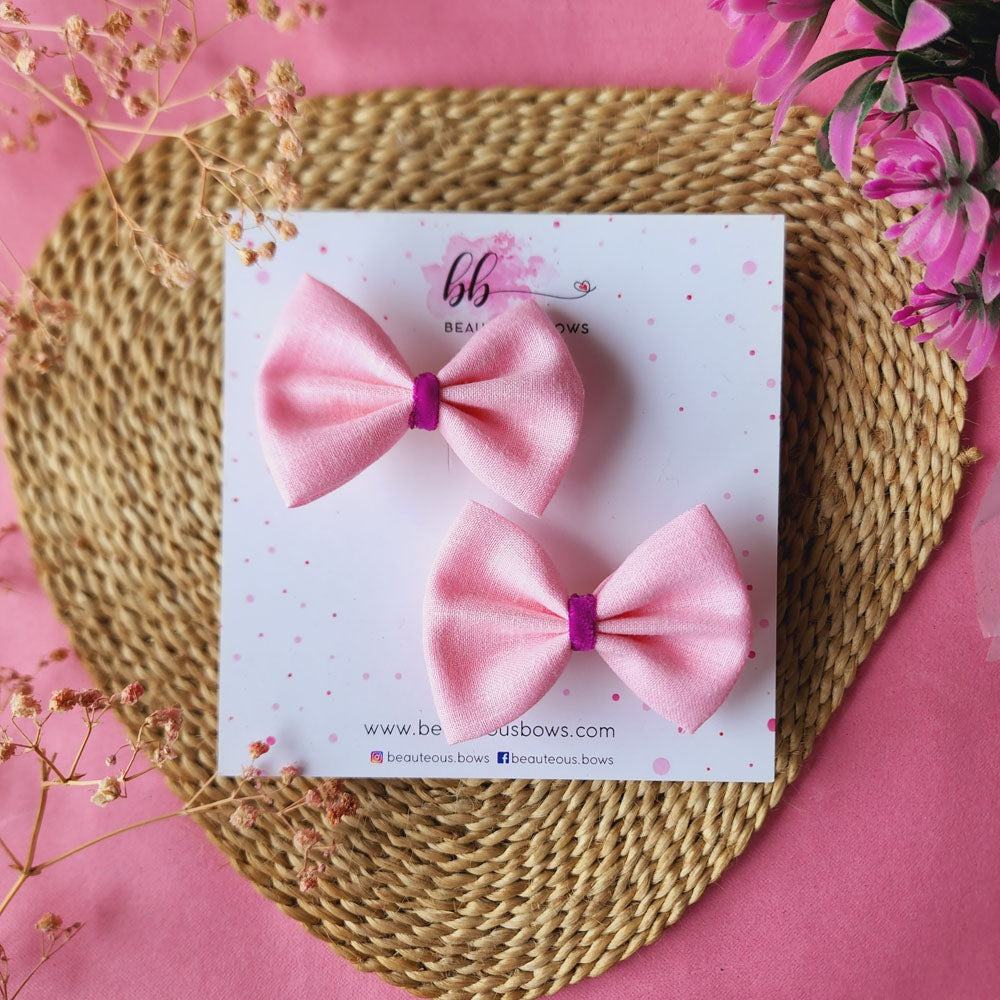 Solid Pink Mini Hair Bow Set