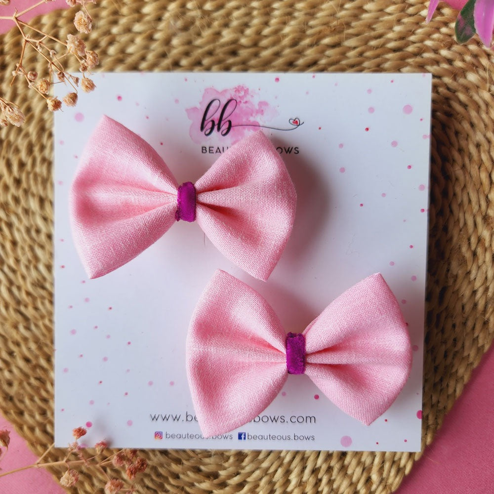 Solid Pink Mini Hair Bow Set