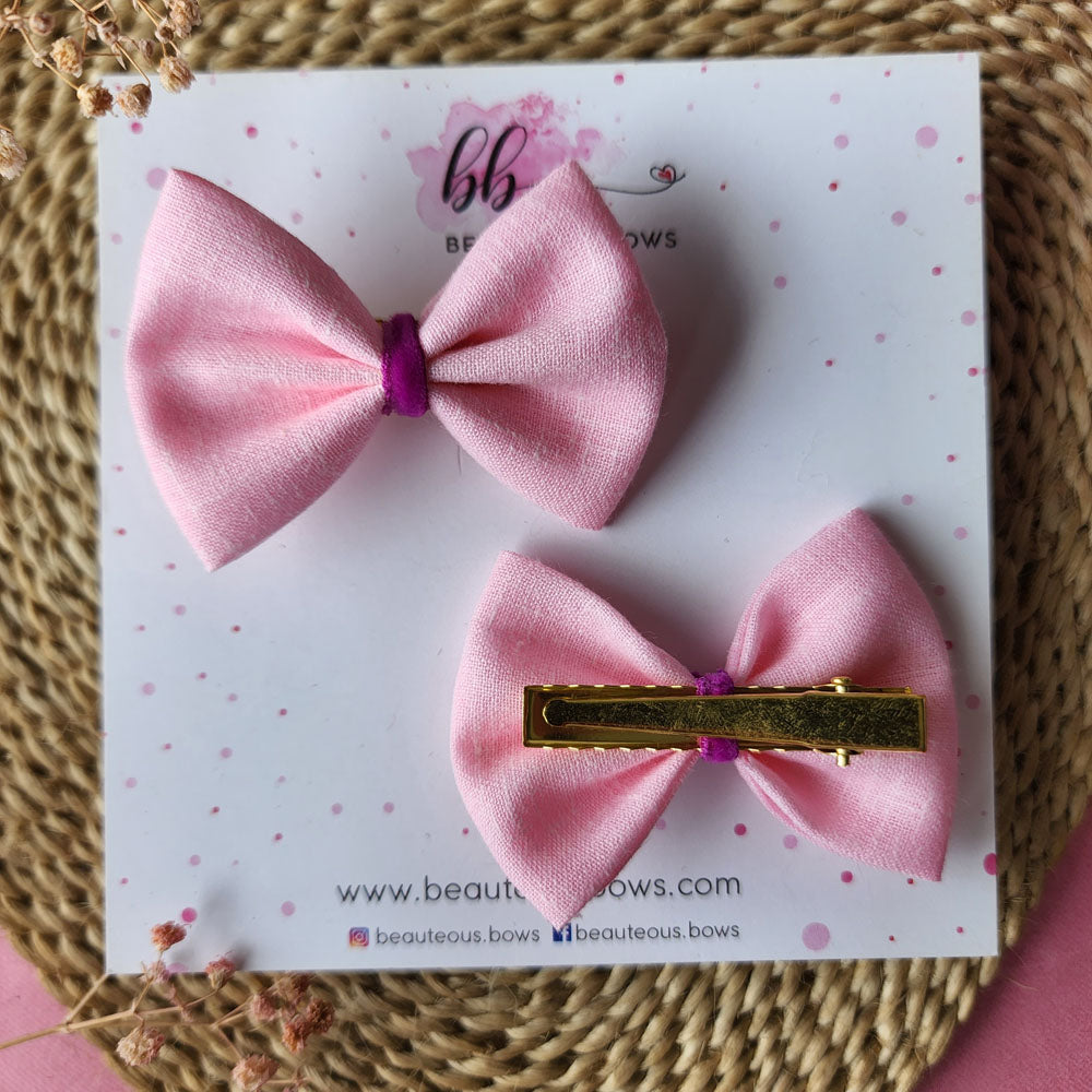 Solid Pink Mini Hair Bow Set