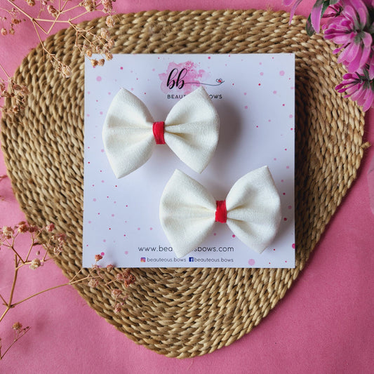 Solid White Mini Hair Bow Set