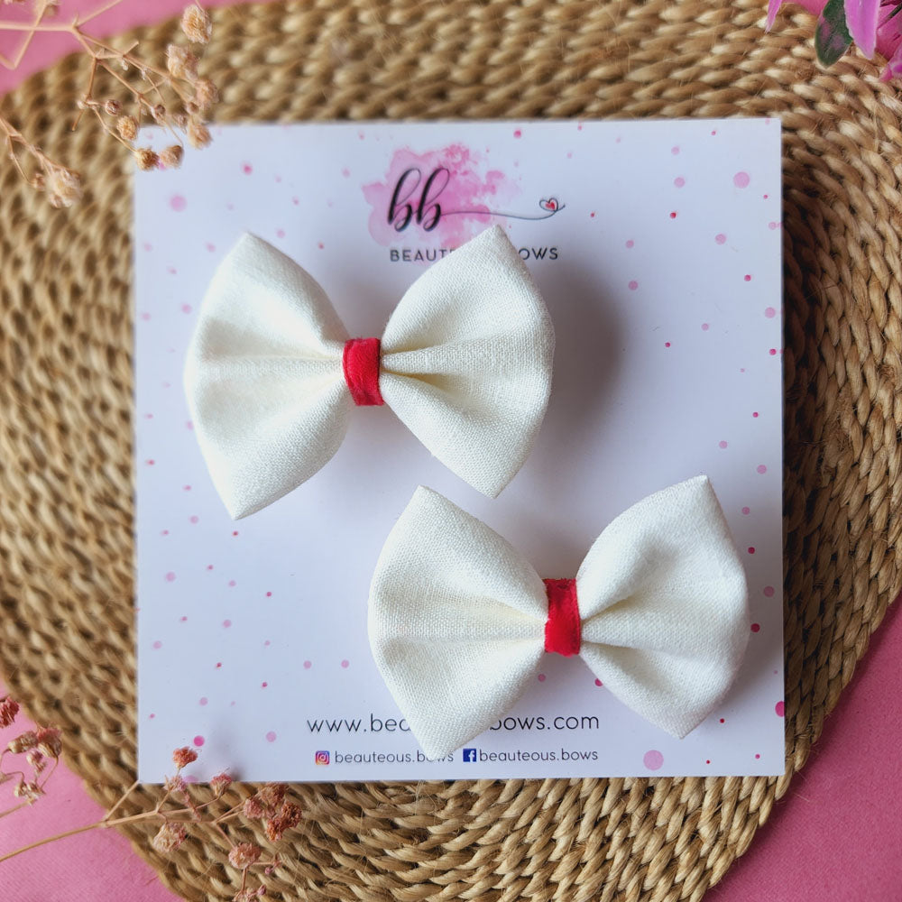 Solid White Mini Hair Bow Set