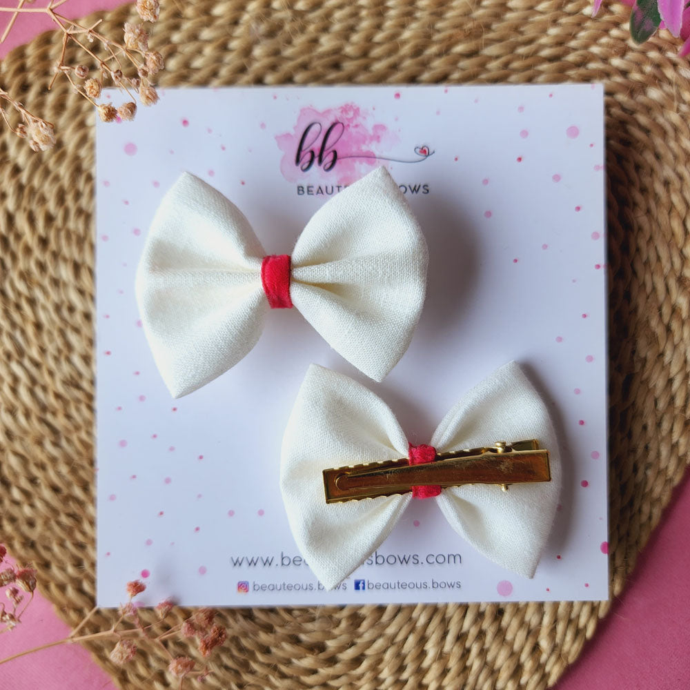 Solid White Mini Hair Bow Set